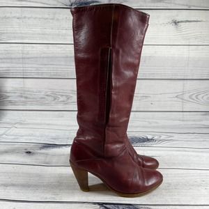 Frye Vintage Red Leather Tall Heeled Boots